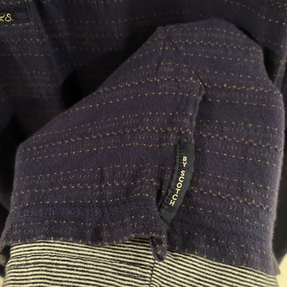 Scotch & Soda Striped Henley Layered Long Sleeve Navy Mens Large - Picture 5 of 7